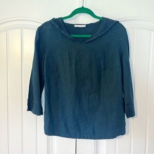 Bryn Walker 100% Linen Sailor Collar Blouse Top Size Small 3/4 Sleeves